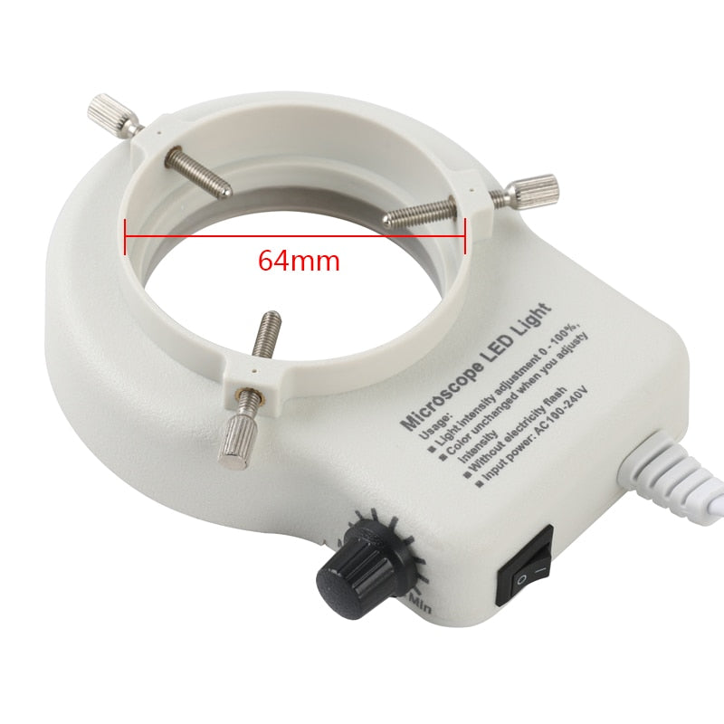 Led-microscoop-ringlicht, 3,5 W, led-lichtlamp voor microscopen, helderheid van de ringlamp, verstelbaar, 100-240 V (Europese regelgeving